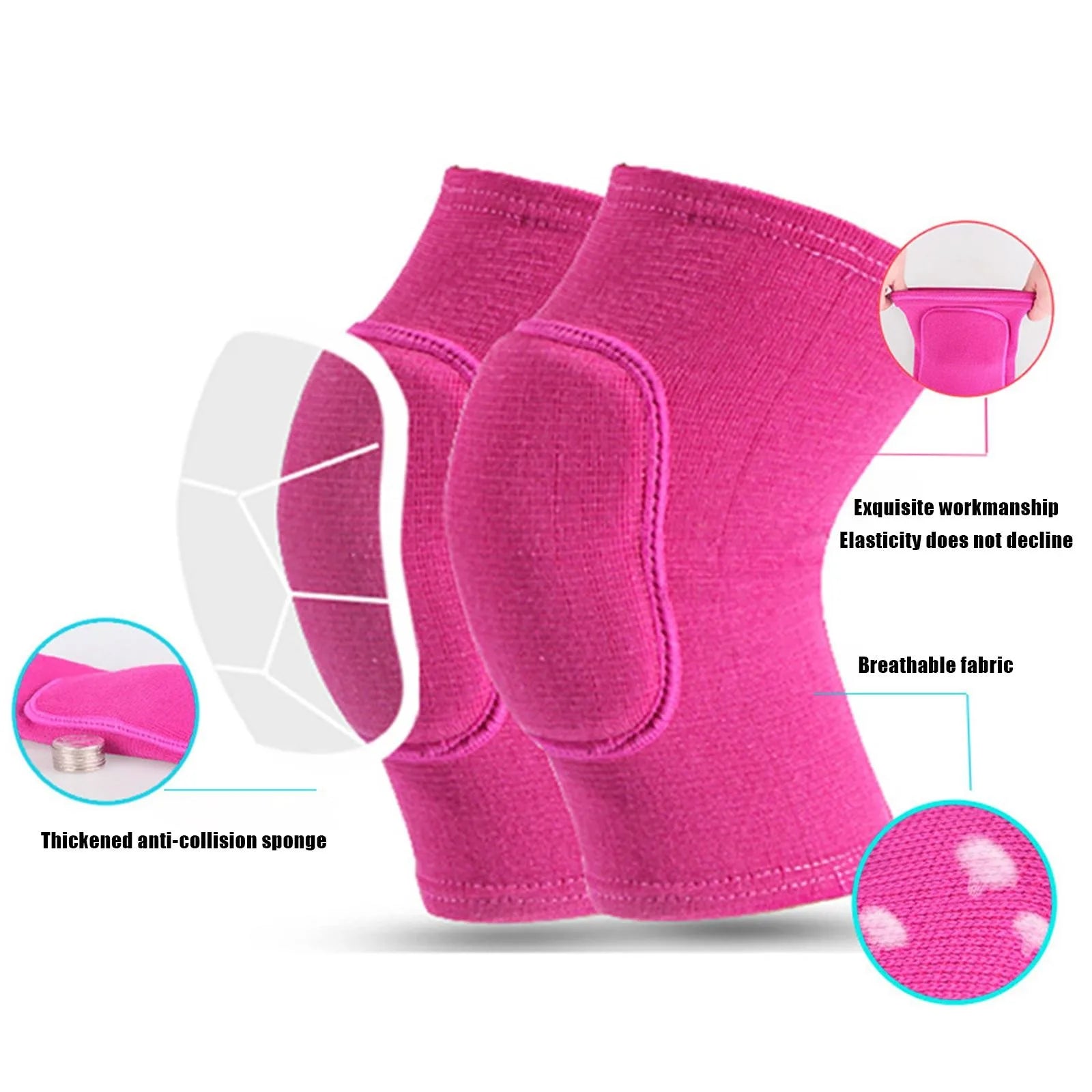Genouillères de Compression élastiques pour sport, 2 pièces, protection du genou, éponge épaisse, Support pour la danse, l'entraînement