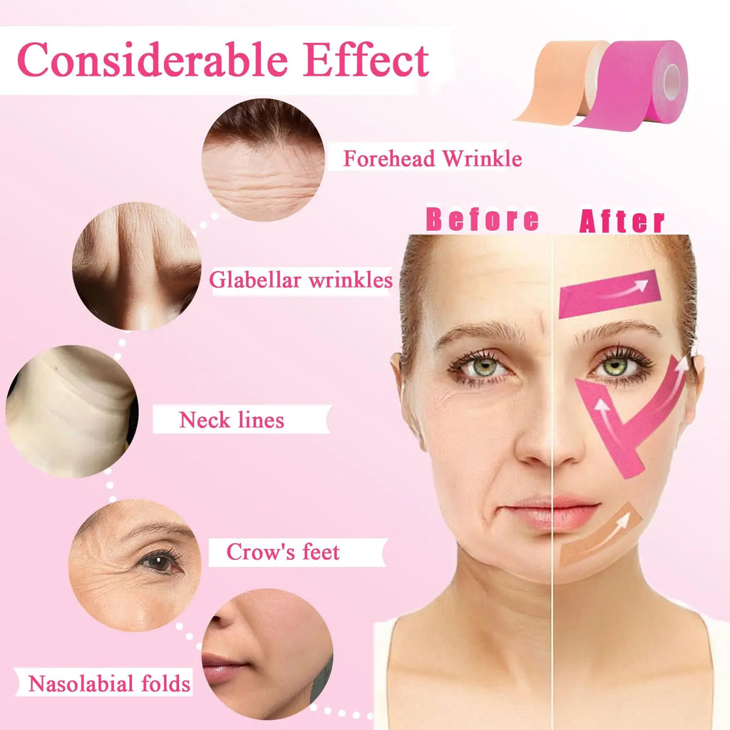 2 pièces ruban de kinésiologie de beauté ruban Anti-rides ruban de kinésiologie 2 cm pour la peau du visage ruban Anti-âge pour les rides lifting du visage