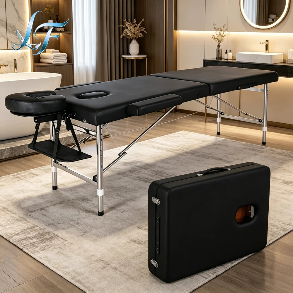 Table de massage pliante portable, réglable, légère, en aluminium, lit d'esthéticienne, chaise de tatouage sur mesure pour salon de beauté professionnel