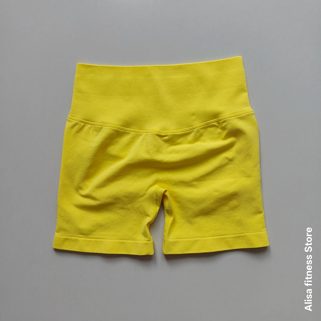 Shorts de yoga taille haute d'été, contrôle du ventre, shorts de fitness sans couture, shorts de course sexy, pantalon de fitness, leggings de yoga de couleur unie