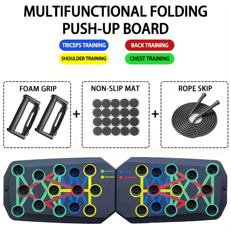 Ensemble de planche de push-up portable, barre multifonctionnelle, équipement de fitness pliable, entraînement de la poitrine, de l'abdomen, des bras et du dos