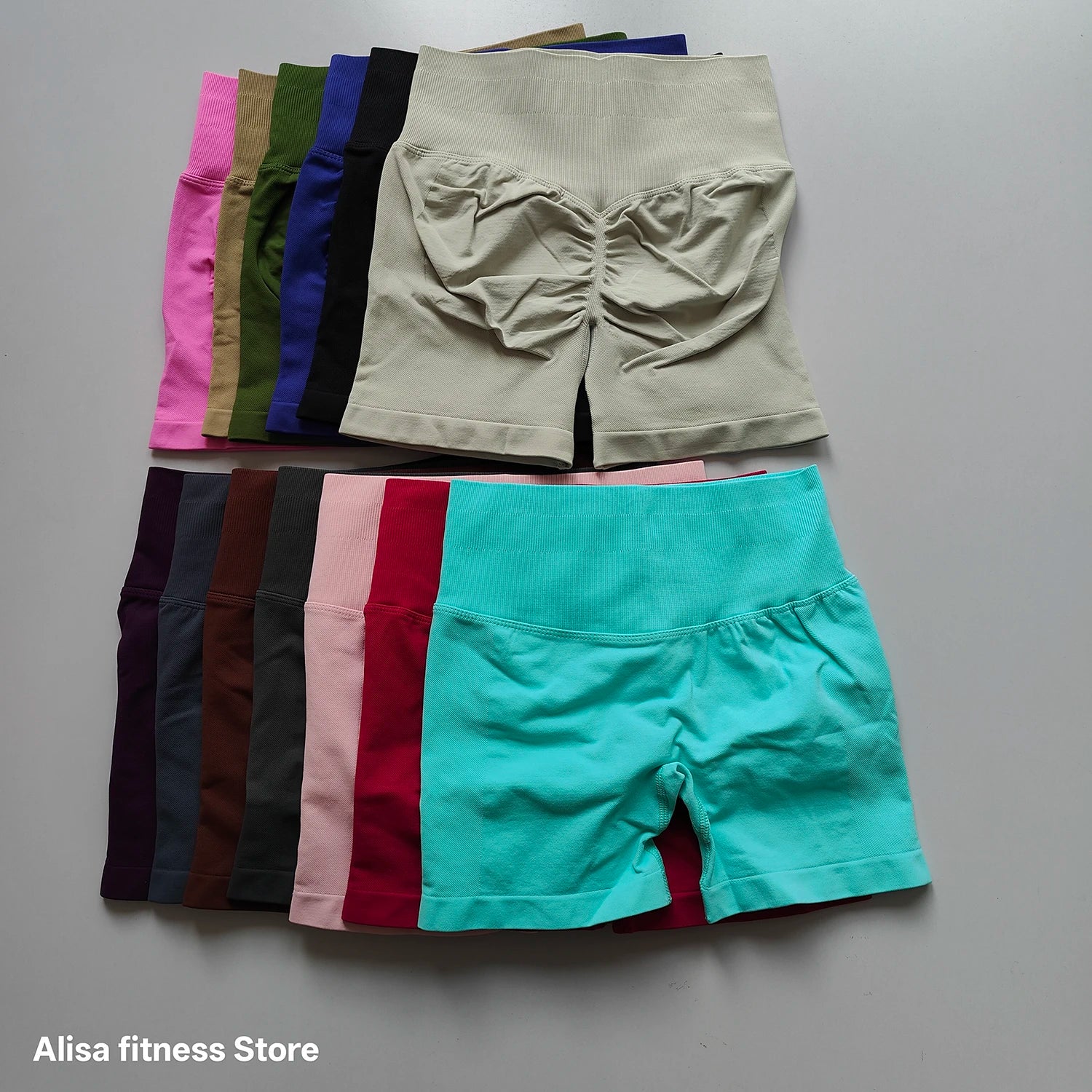 Shorts de yoga taille haute d'été, contrôle du ventre, shorts de fitness sans couture, shorts de course sexy, pantalon de fitness, leggings de yoga de couleur unie