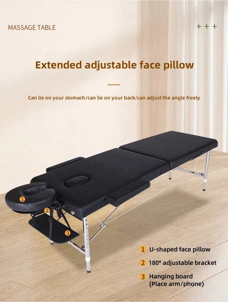 Table de massage pliante portable, réglable, légère, en aluminium, lit d'esthéticienne, chaise de tatouage sur mesure pour salon de beauté professionnel