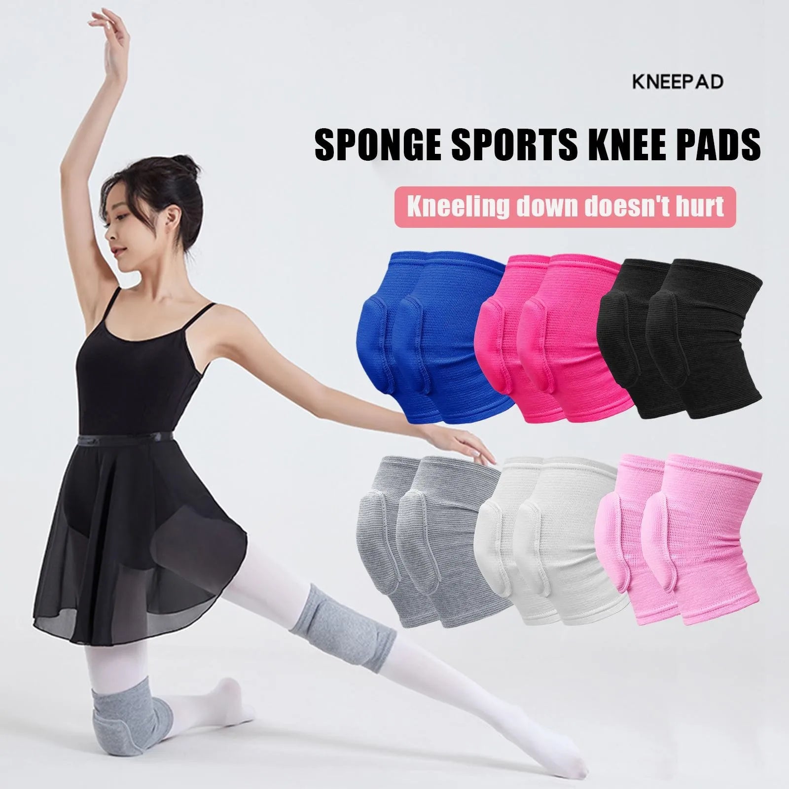 Genouillères de Compression élastiques pour sport, 2 pièces, protection du genou, éponge épaisse, Support pour la danse, l'entraînement