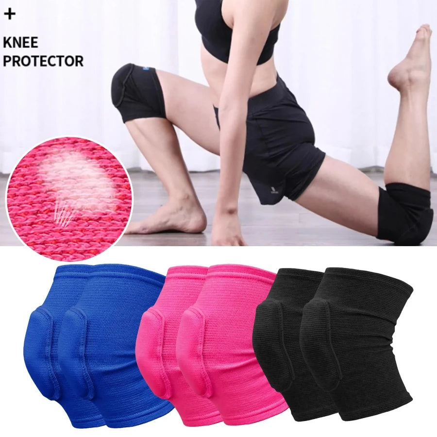 Genouillères de Compression élastiques pour sport, 2 pièces, protection du genou, éponge épaisse, Support pour la danse, l'entraînement