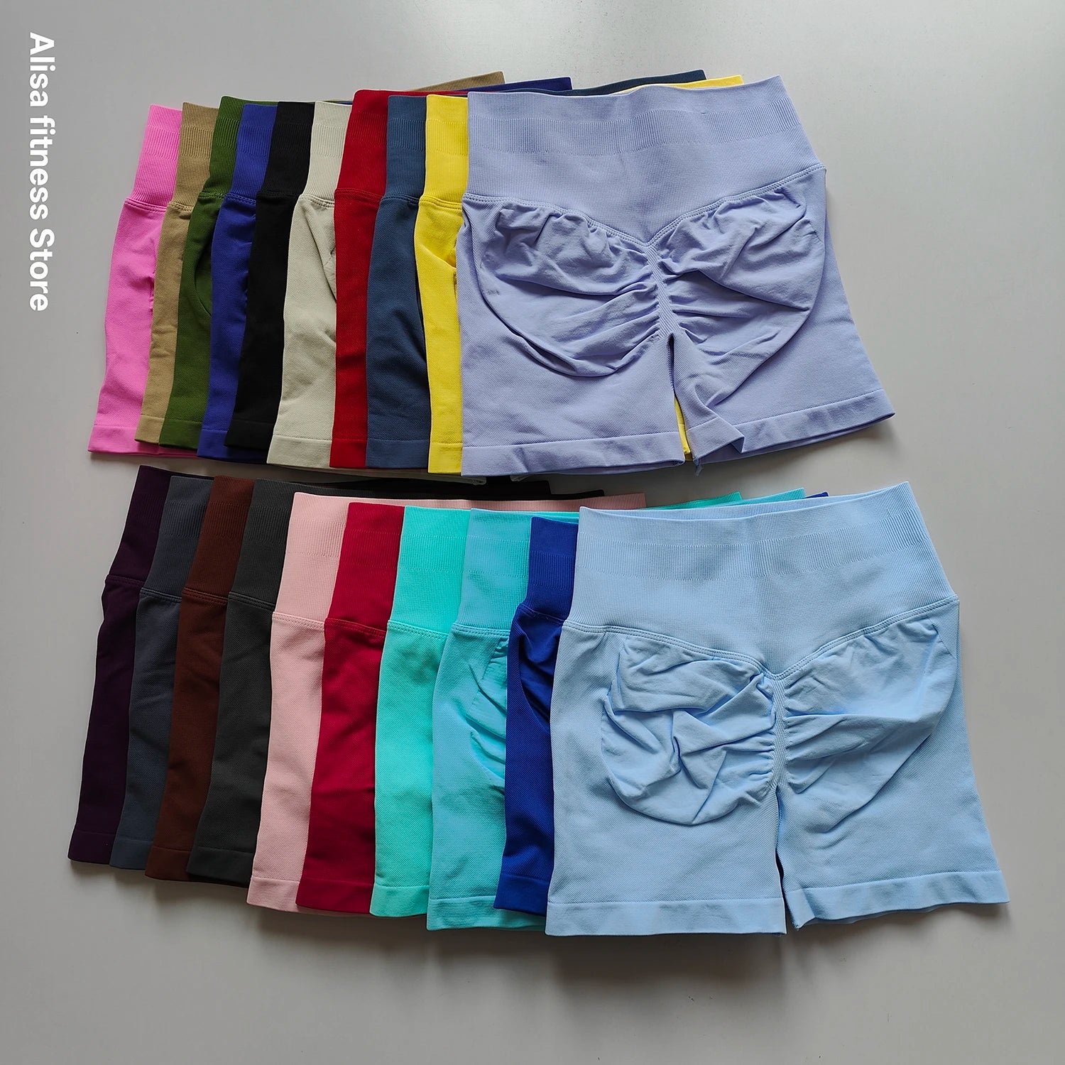 Shorts de yoga taille haute d'été, contrôle du ventre, shorts de fitness sans couture, shorts de course sexy, pantalon de fitness, leggings de yoga de couleur unie