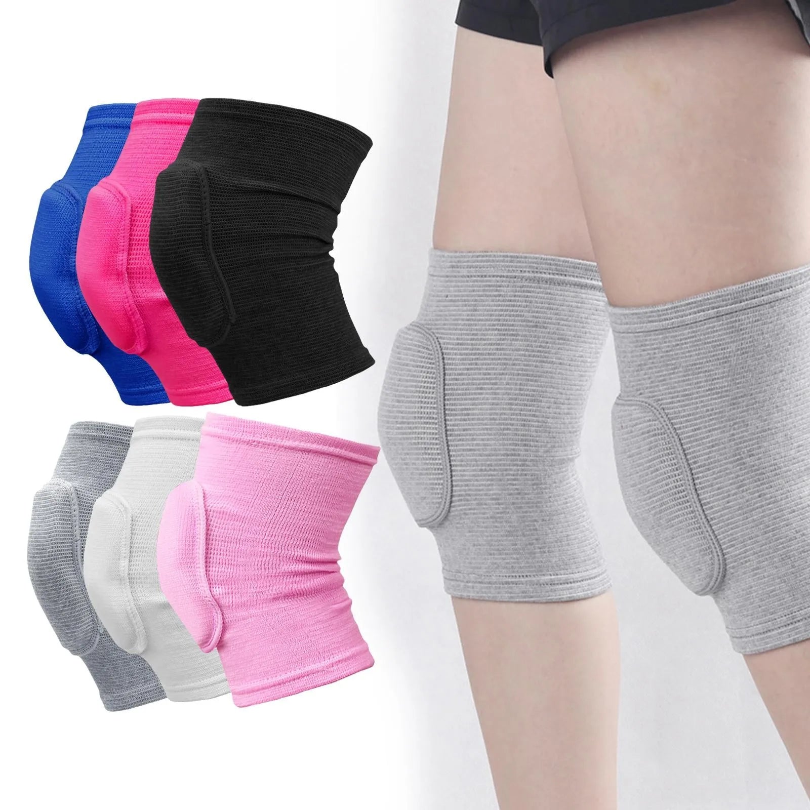 Genouillères de Compression élastiques pour sport, 2 pièces, protection du genou, éponge épaisse, Support pour la danse, l'entraînement