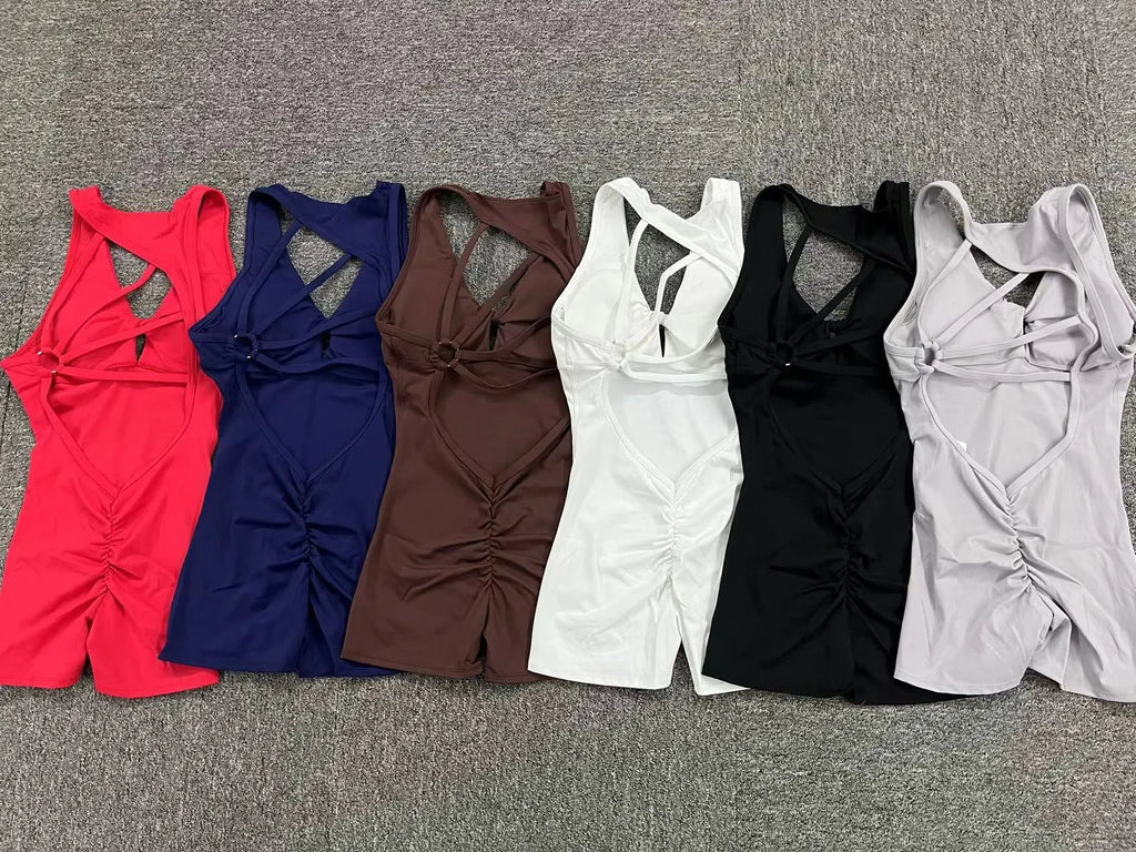 Ccombinaison sport femme, combinaison de gymnastique dos nu pour femmes, salopette de sport, vêtements d'entraînement de yoga pour femmes, ensemble de vêtements de fitness, combinaison de batterie