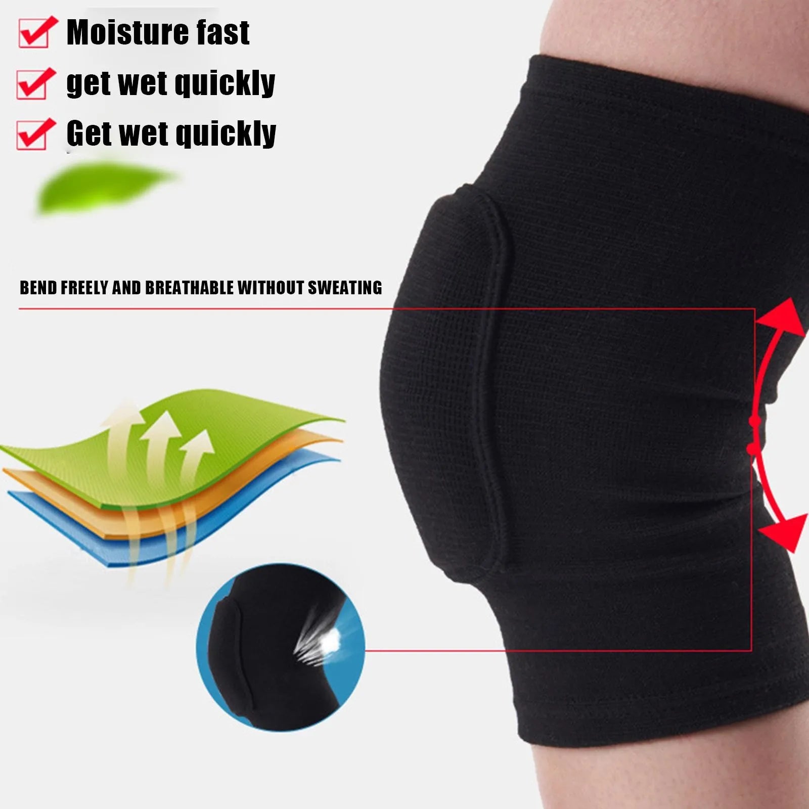 Genouillères de Compression élastiques pour sport, 2 pièces, protection du genou, éponge épaisse, Support pour la danse, l'entraînement