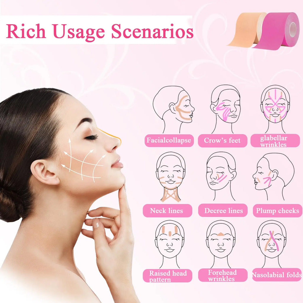 2 pièces ruban de kinésiologie de beauté ruban Anti-rides ruban de kinésiologie 2 cm pour la peau du visage ruban Anti-âge pour les rides lifting du visage