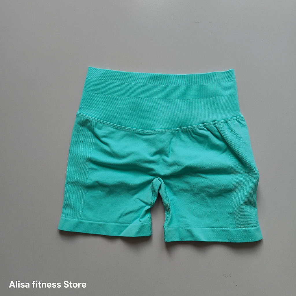 Shorts de yoga taille haute d'été, contrôle du ventre, shorts de fitness sans couture, shorts de course sexy, pantalon de fitness, leggings de yoga de couleur unie