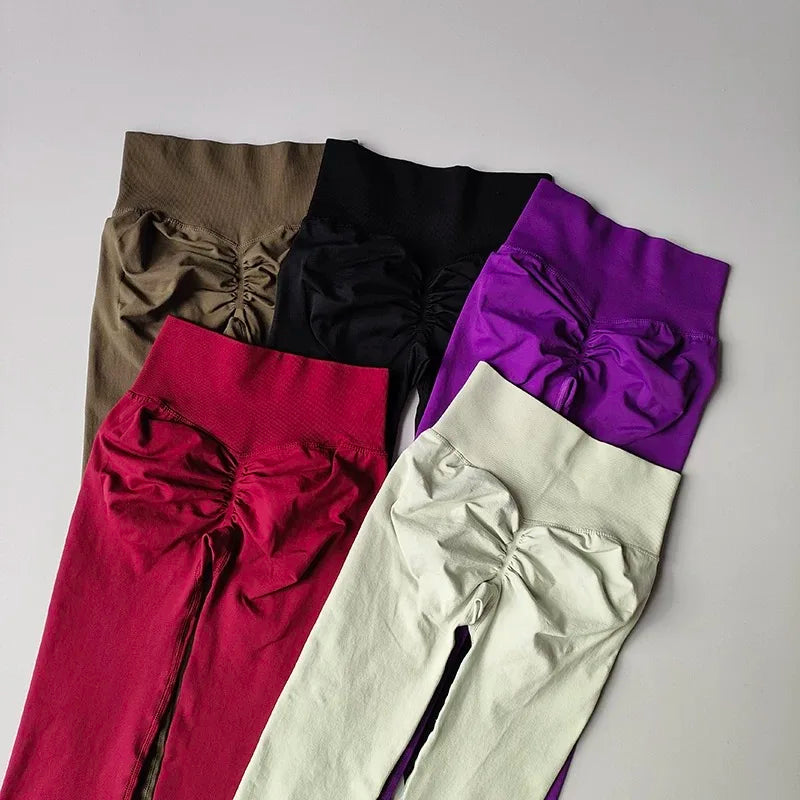 Combinaison de sport pour femme Peach à taille haute et effet push-up, résistante aux chocs, pour le yoga, la course et le style