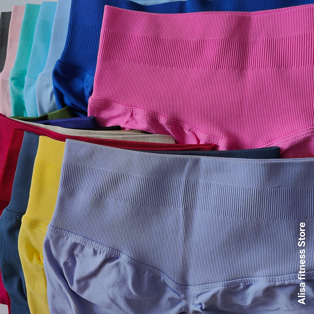 Shorts de yoga taille haute d'été, contrôle du ventre, shorts de fitness sans couture, shorts de course sexy, pantalon de fitness, leggings de yoga de couleur unie