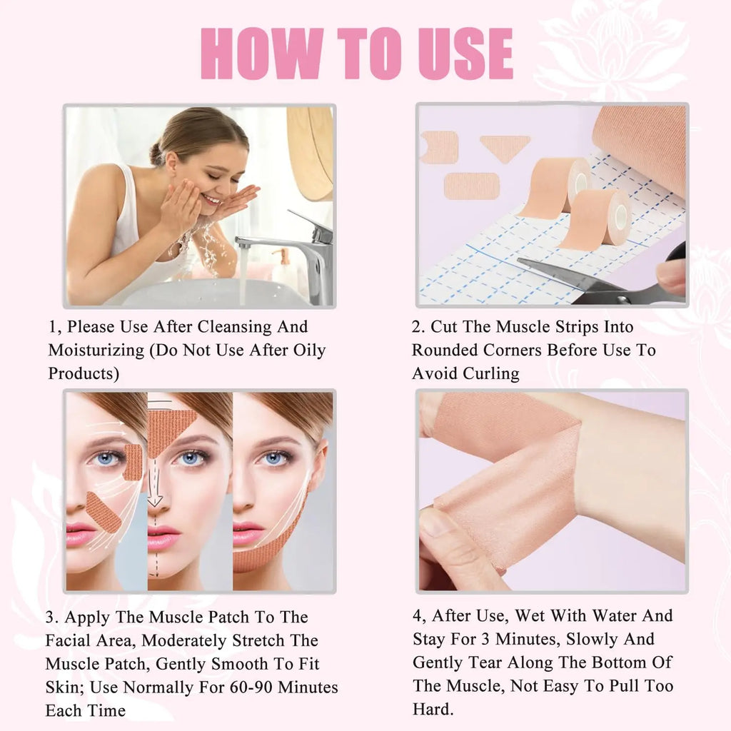 2 pièces ruban de kinésiologie de beauté ruban Anti-rides ruban de kinésiologie 2 cm pour la peau du visage ruban Anti-âge pour les rides lifting du visage