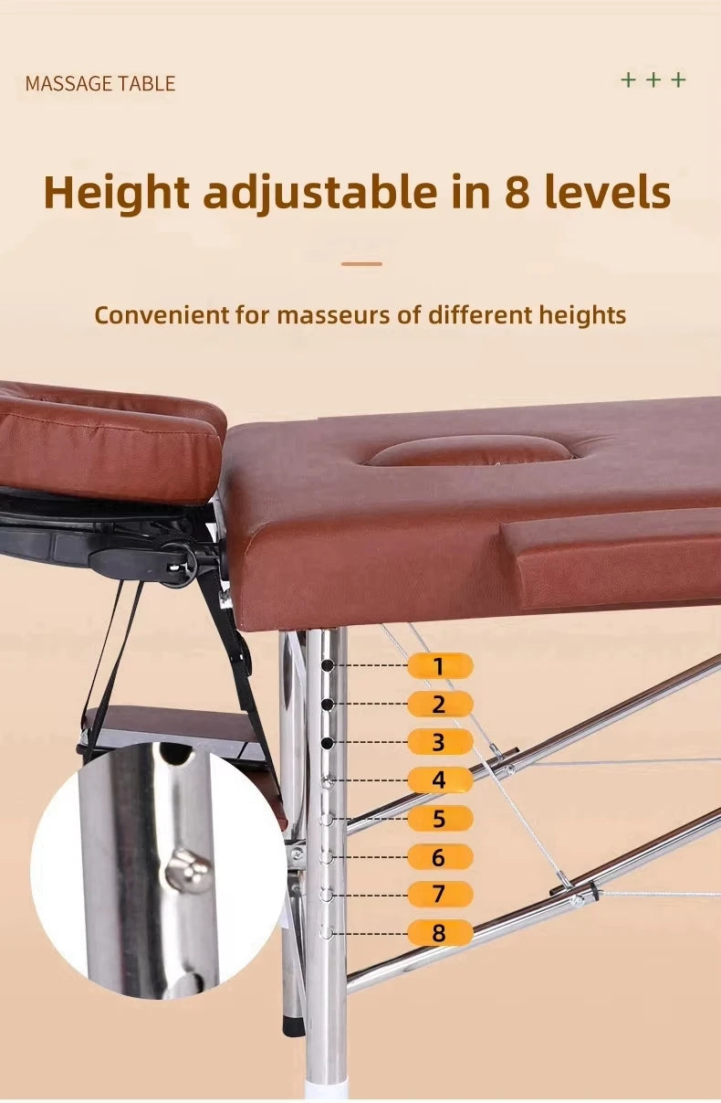 Table de massage pliante portable, réglable, légère, en aluminium, lit d'esthéticienne, chaise de tatouage sur mesure pour salon de beauté professionnel
