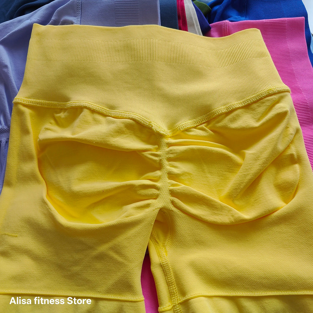 Shorts de yoga taille haute d'été, contrôle du ventre, shorts de fitness sans couture, shorts de course sexy, pantalon de fitness, leggings de yoga de couleur unie